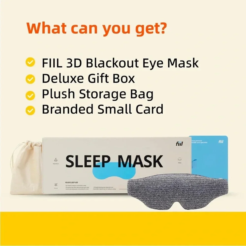 🆕 Contoured Blackout Sleep Eye Mask for Men Women (Grey)